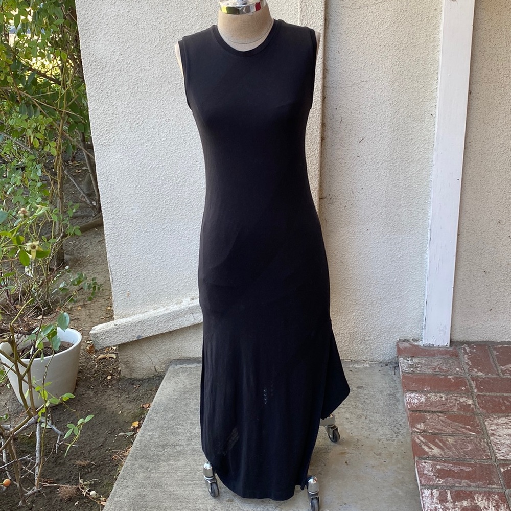 DKNY Pure from Bloomingdale’s black lyocell blend dress w/overlay slits on sides - Picture 3 of 15